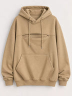 Tan cat pouch drawstring hoodie with kangaroo pocket and hood
