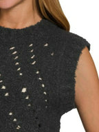 Openwork Textured Wool Sweater Vest Chic Warm Layer for Fall/Winter