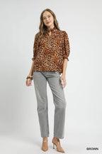 Leopard Print Ruffle Neck Blouse – Chic Statement Top for Day or Night
