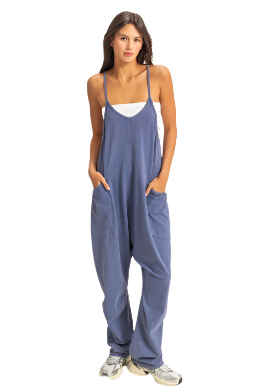 HYFVE Relaxed Fit Mineral Washed Overalls with Pockets