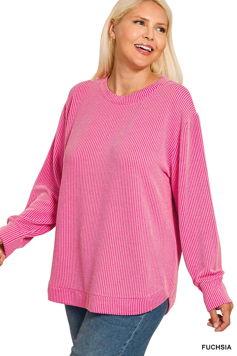 Zenana Raised Rib Round Neck Long Sleeve Top – Timeless Everyday Essential