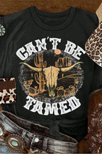 Western Graphic Round Neck Short Sleeve T-Shirt – Casual & Trendy