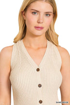 Zenana Ribbed Knit Sweater Vest – Classic Button-Down Layering Piece