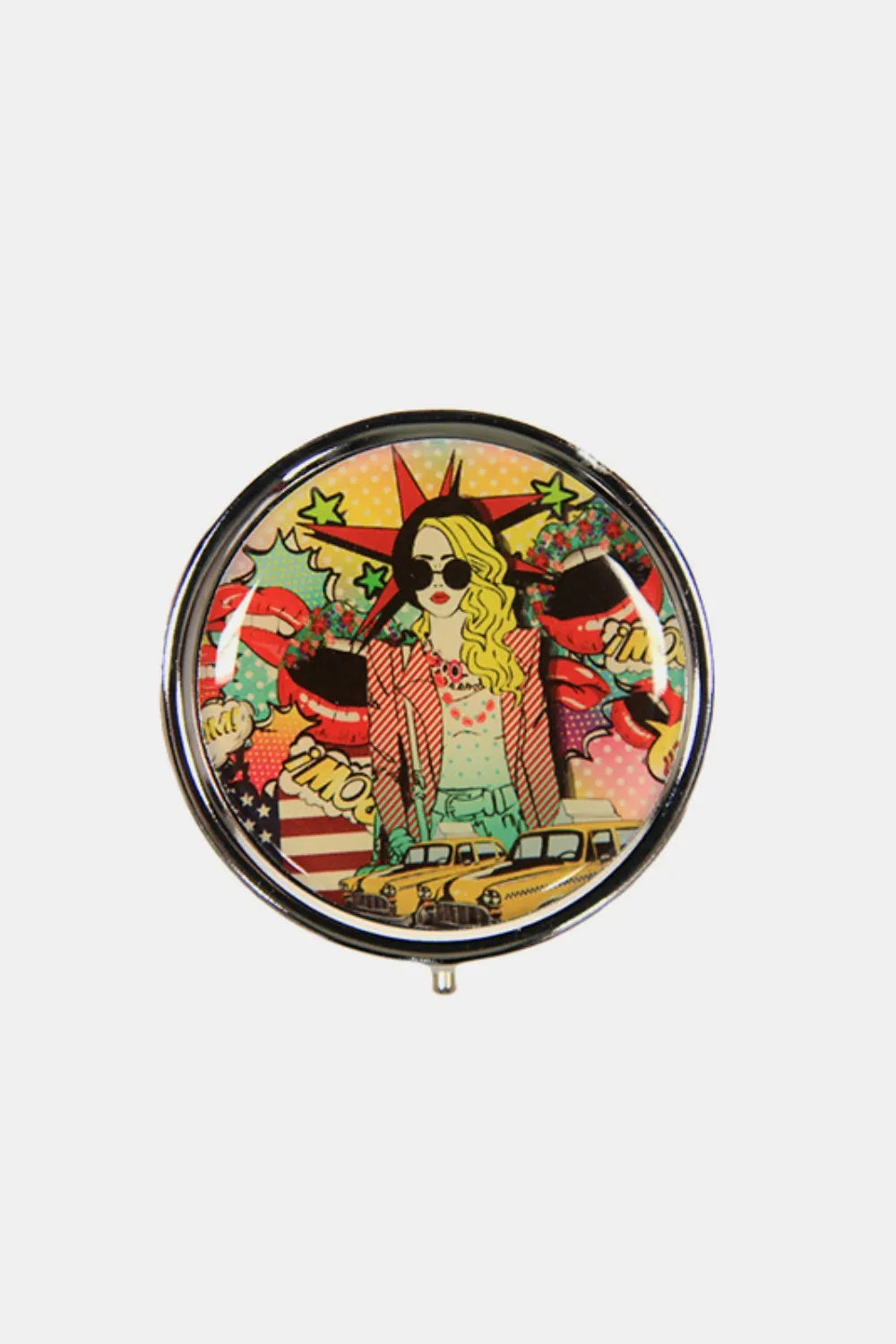 Nicole Lee Metallic Circular Pill Case – Chic, Compact & Organized