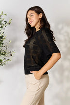 Solid Knit Half Sleeve Top – Classic Round Neck Everyday Top
