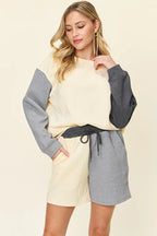 Contrast Drop Shoulder Top & Shorts Set – Trendy, Comfy & Versatile