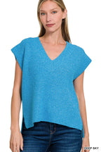 Oversized Sweater Vest with Side Slits Trendy & Cozy Layering Essential