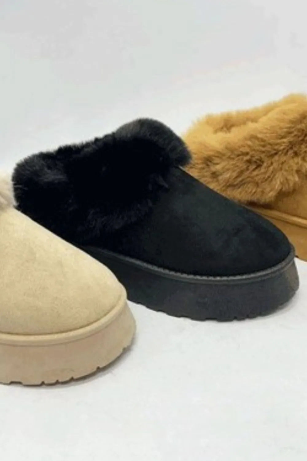 Faux-Fur Platform Slip-On Booties – Cozy Chic Winter Footwear