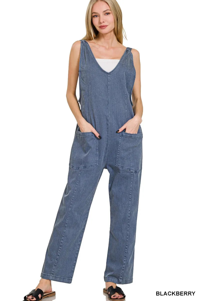 Zenana Denim Jumpsuit – Classic Adjustable Overall Style