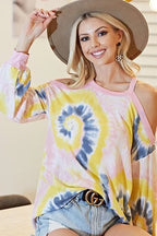 Tie-Dye Terry Cold Shoulder Top | Trendy Women’s Casual Shirt