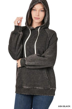 Acid Wash Fleece Hoodie with Kangaroo Pocket – Cozy & Stylish