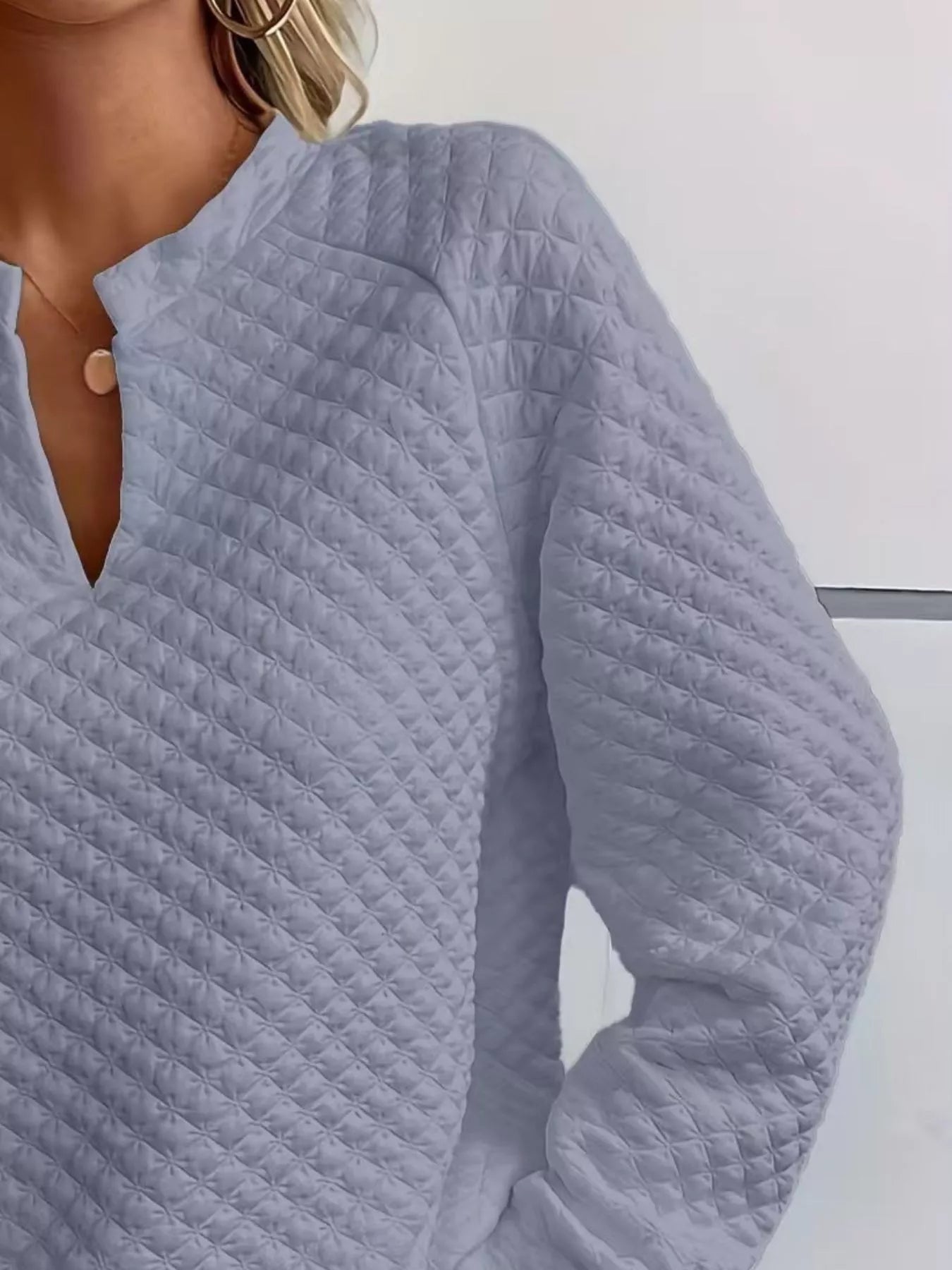 Notched Raglan Sleeve Sweatshirt – Casual Cozy Pullover