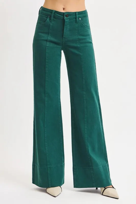 Tummy Control Mid Rise Wide Leg Jeans – Stylish Flattering Fit