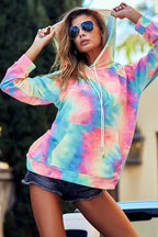 BiBi Tie Dye French Terry Hoodie – Cozy Kangaroo Pocket Casual Streetwear
