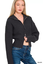 Zenana Ribbed Collared Zip Up Sweater – Chic & Cozy Cardigan Style