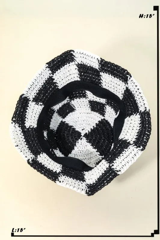 Checkered Pattern Knit Bucket Hat – Trendy Casual Streetwear