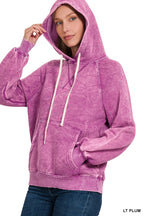 Acid Wash Fleece Hoodie with Kangaroo Pocket – Cozy & Stylish