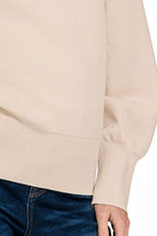 Zenana Viscose Mock Neck Sweater – Trendy Exposed Seam Style