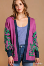 Animal Print Sweater Cardigan – Trendy Open-Front Layering Piece