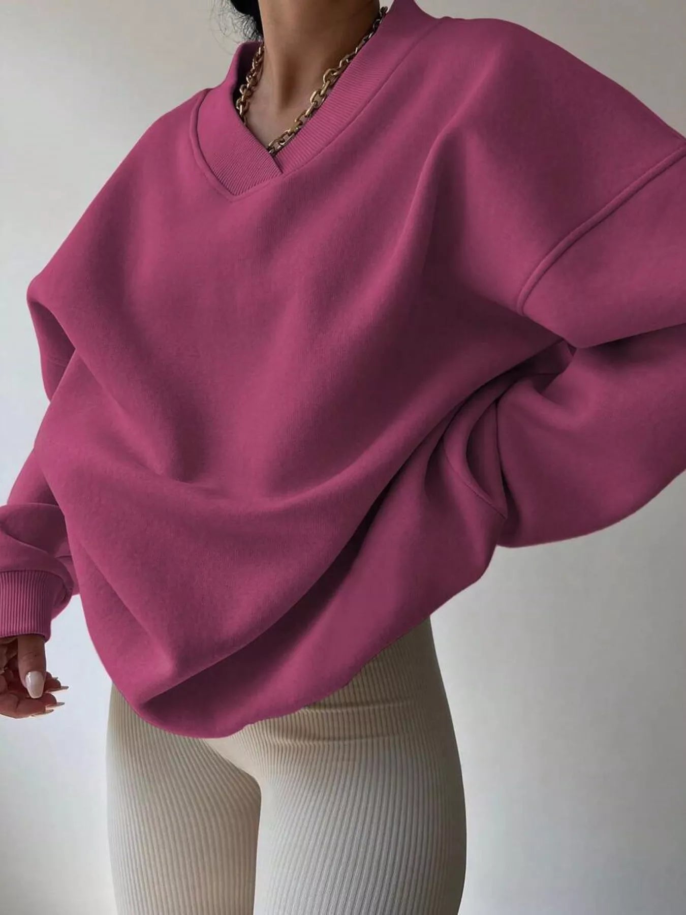 Dropped Shoulder Long Sleeve Oversized Sweatshirt – Cozy Casual Fit