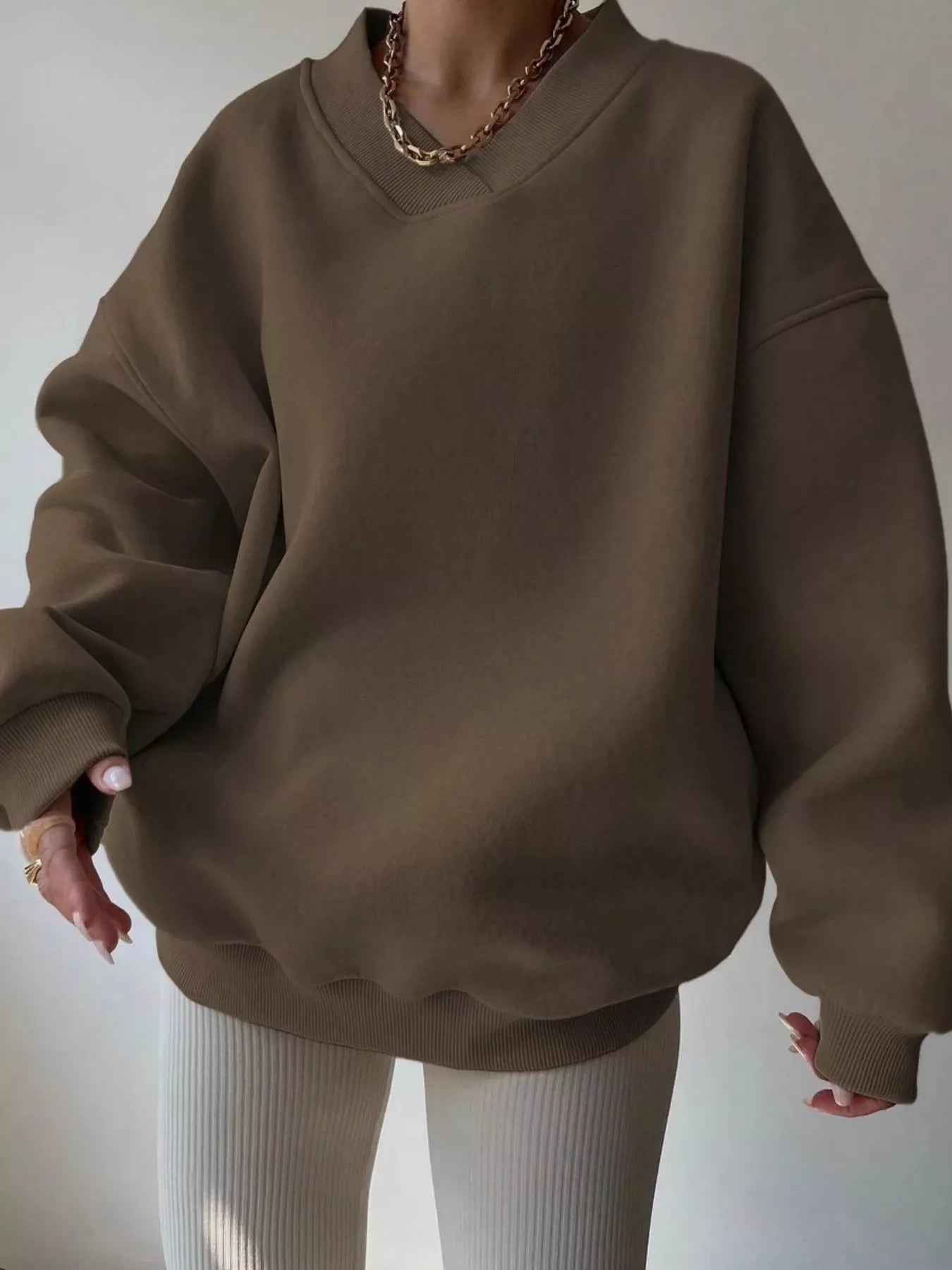 Dropped Shoulder Long Sleeve Oversized Sweatshirt – Cozy Casual Fit