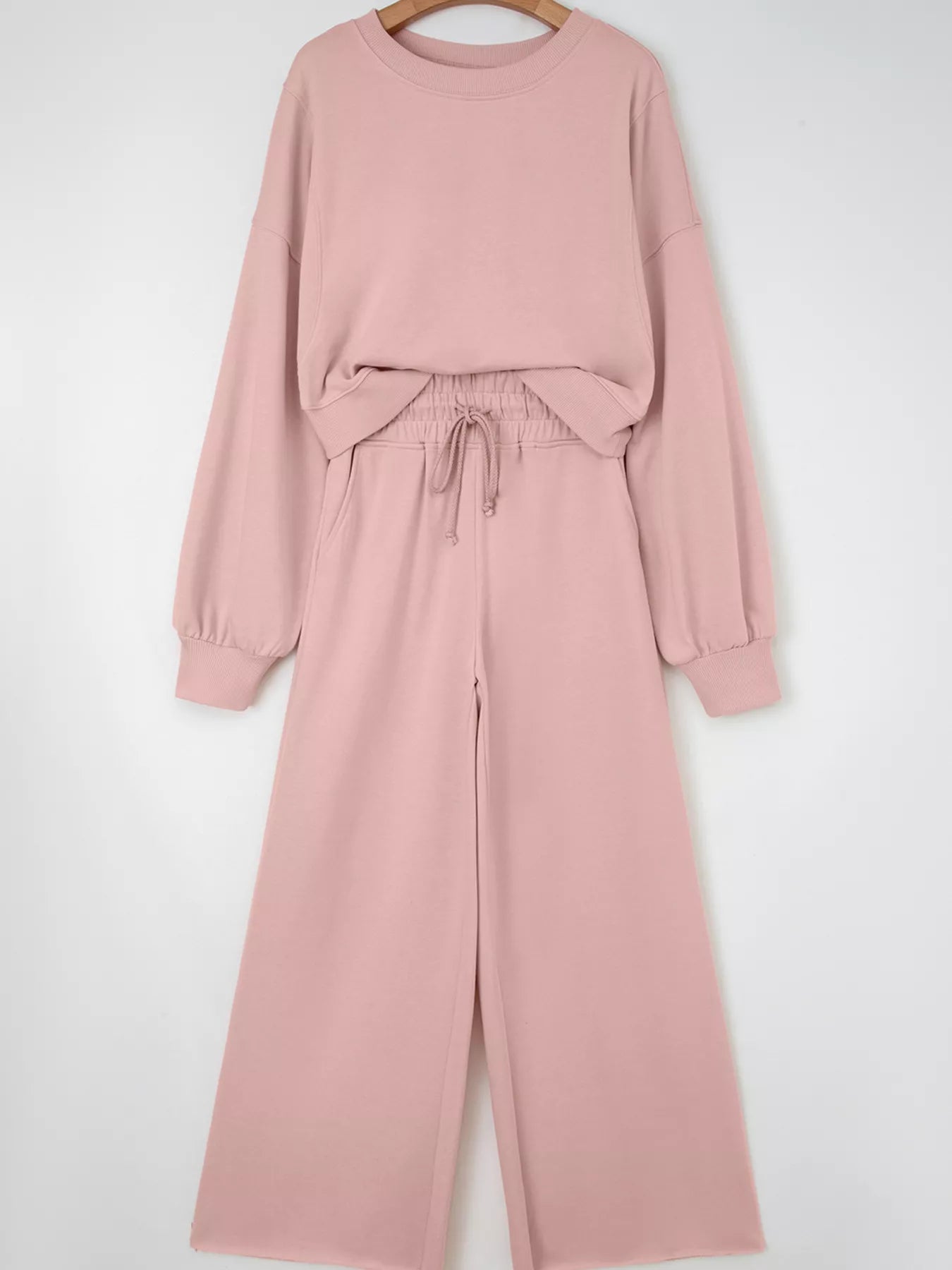 Puff Sleeve Crop Top & Drawstring Wide Leg Pants Set – Chic & Comfy