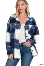 Plaid Flannel Jacket for Women | Classic Button-Up Brushed Overshirt