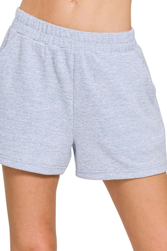 Soft Melange Hacci Shorts – Elastic Waist & Cozy, Stylish Fit