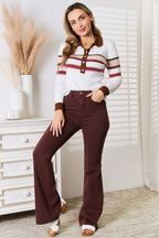 Striped Collared Rib-Knit Top – Classic, Flattering & Versatile Style