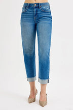 Dreamkue-Risen Women's High Rise Boyfriend Fit Ankle Jeans Relaxed Stretch Denim Pants