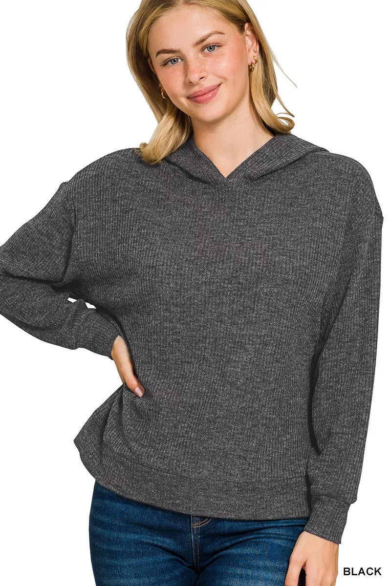 Zenana Ribbed Long Sleeve Hoodie – Cozy, Casual & Stylish Everyday Wear