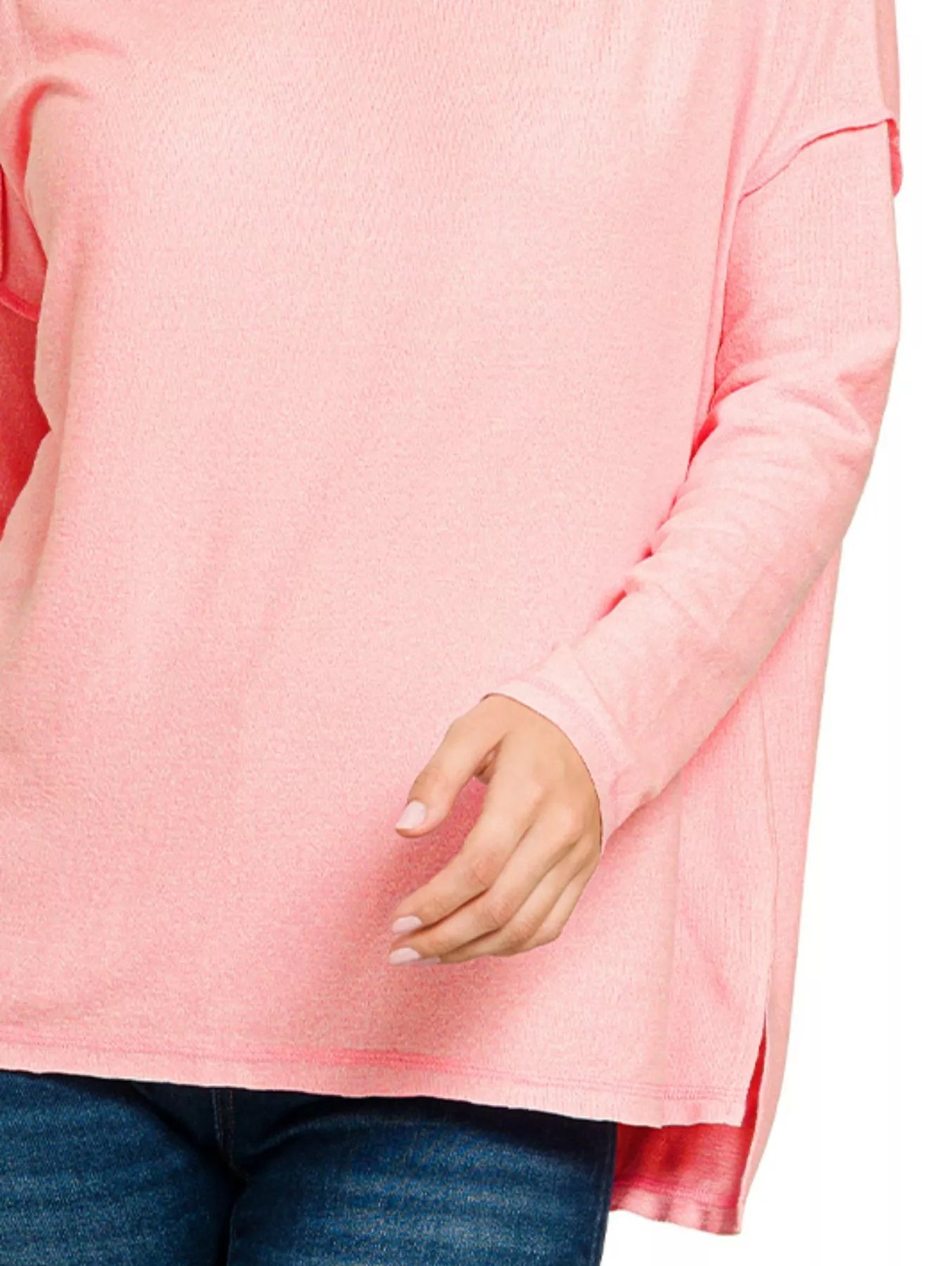 Pink Long Sleeve T-Shirt for Women | Comfortable Casual Cotton Blend Top