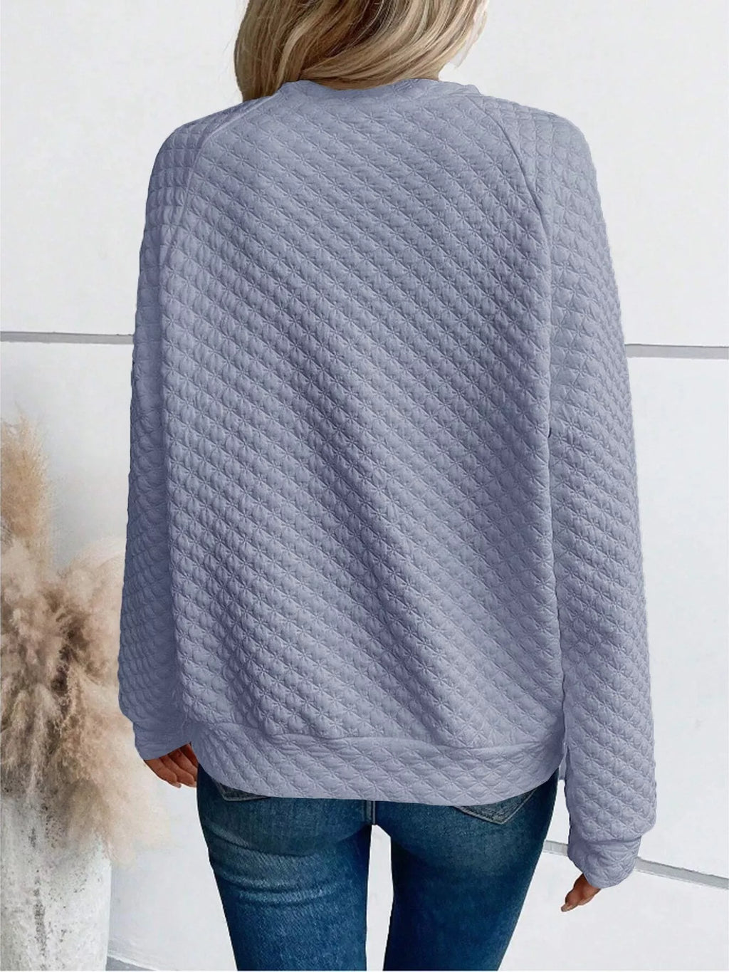 Notched Raglan Sleeve Sweatshirt – Casual Cozy Pullover