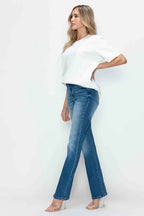 Distressed High Rise Bootcut Jeans – Vintage Style & All-Day Comfort