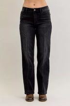 Judy Blue Mid Rise Straight Jeans – Western Seam Classic Style