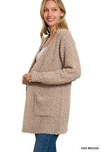 Long Sleeve Popcorn Knit Cardigan with Pockets – Cozy Layering Piece