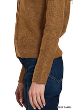 Camel Hooded Zip-Up Cardigan – Soft Knit Layer with Classic Style