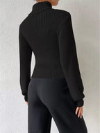 Cutout Front Turtleneck Long Sleeve Sweater – Chic Modern Knit