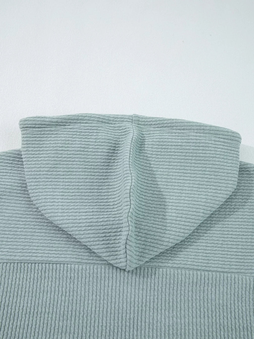 Ribbed Drop Shoulder Knit Hoodie – Cozy Casual Pullover