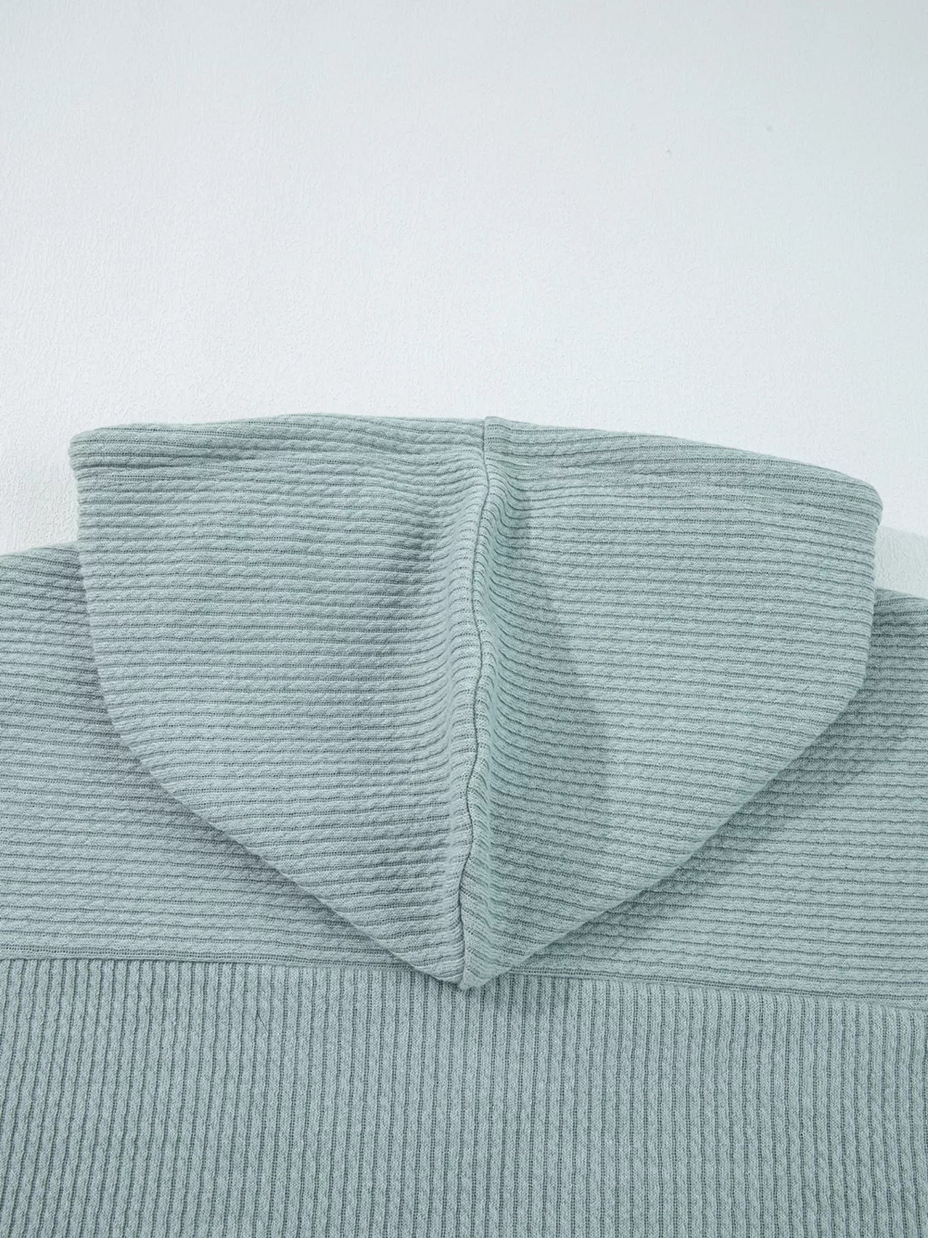 Ribbed Drop Shoulder Knit Hoodie – Cozy Casual Pullover