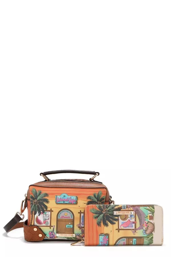 Sun & Sand 3-Piece Set | Tropical Handbag, Crossbody & Wallet Trio
