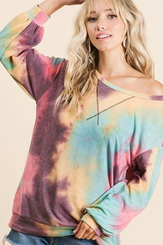 Tie-Dye Print French Terry Sweatshirt | Cozy Women’s Casual Pullover