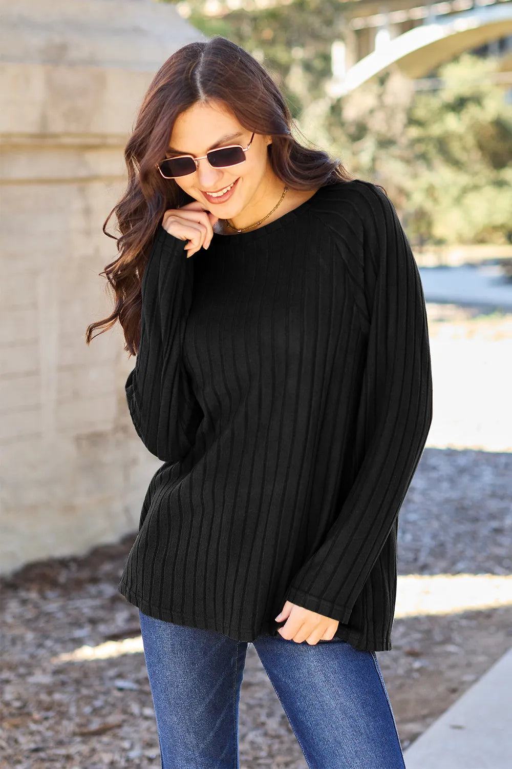 Ribbed Round Neck Knit Top – Cozy, Classic & Versatile