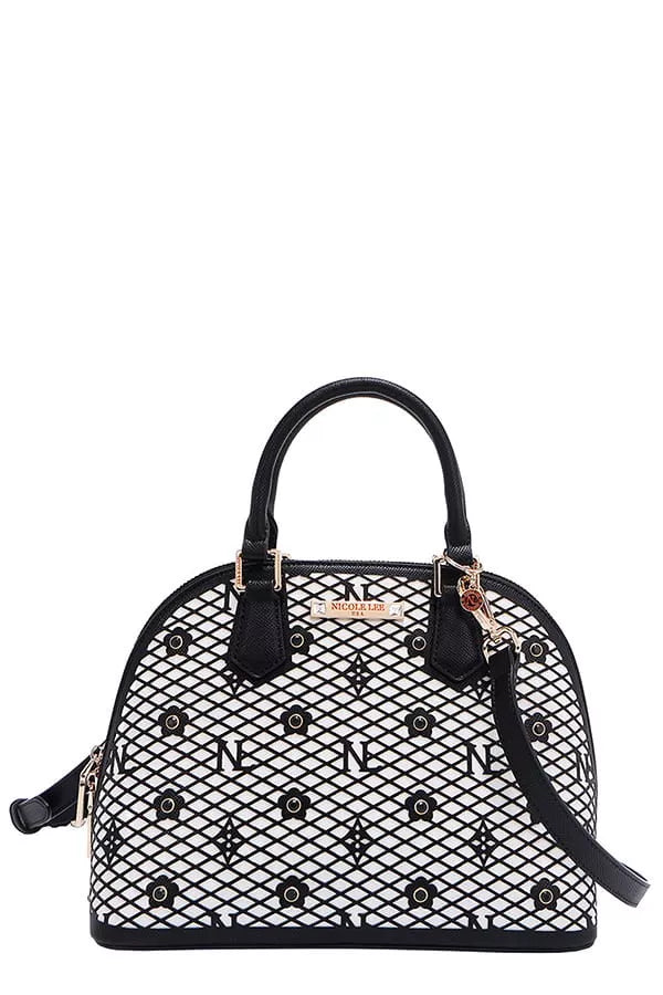 Nicole Lee USA Gracie Dome Satchel – Sleek, Rhinestone-Detail Handbag