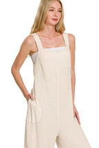 Knit Waffle Wide Leg Overalls – Adjustable Straps & Cozy Texture