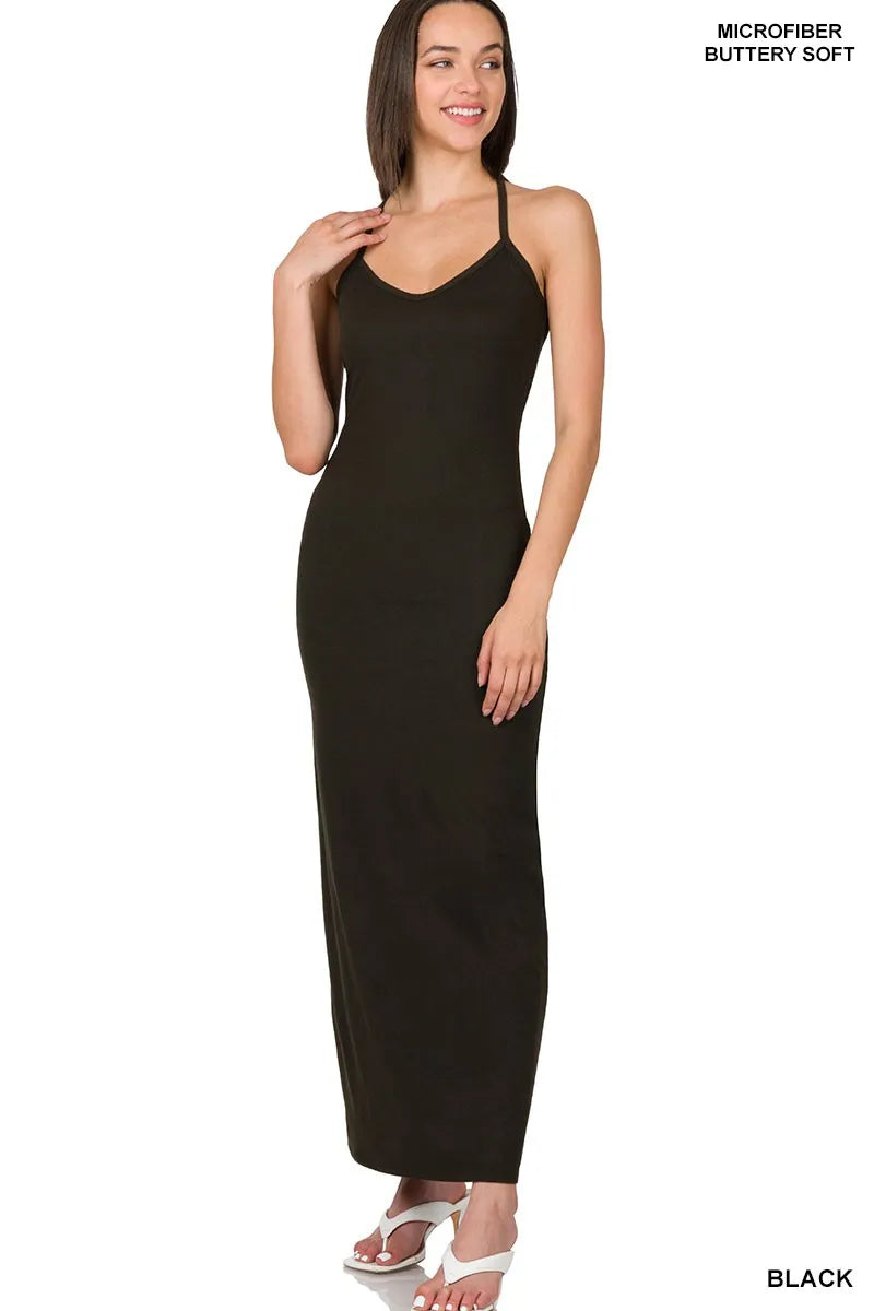 Brushed DTY Racerback V-Neck Maxi Dress | Women’s Elegant Casual Dress