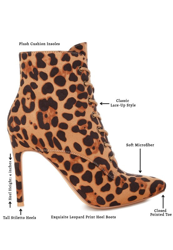 Rag Company Nesta Leopard Boots – Lace Up Stiletto Heel Statement