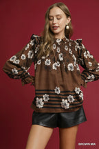 Mix Floral Smocked Ruffle Blouse – Feminine & Stylish Wardrobe Essential