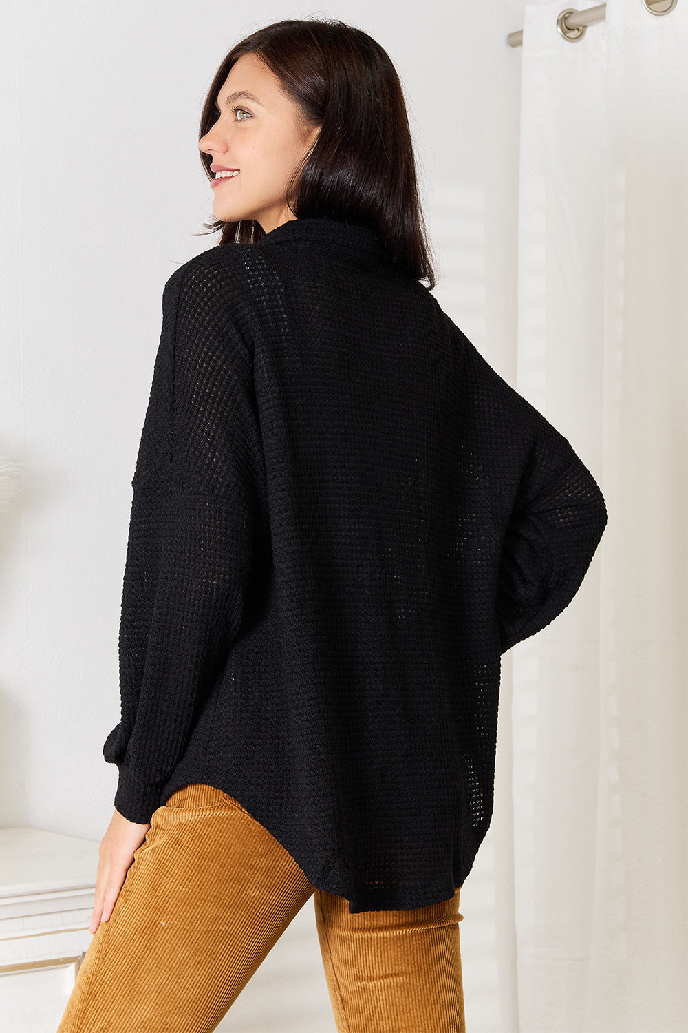 Waffle-Knit Collared Shirt – Cozy, Textured & Effortlessly Stylish