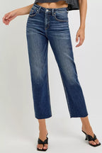 Risen High Rise Slim Barrel Tapered Leg Jeans